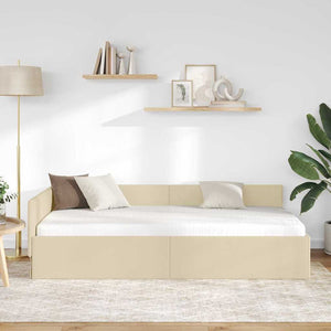 Eckbettgestell Creme Stoff 80x200 cm