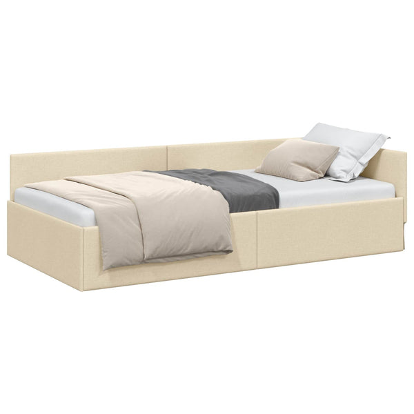 Eckbettgestell Creme Stoff 80x200 cm