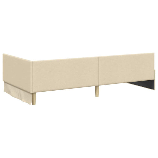 Eckbettgestell Creme Stoff 80x200 cm