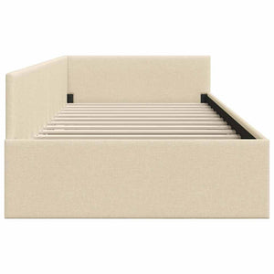 Eckbettgestell Creme Stoff 80x200 cm