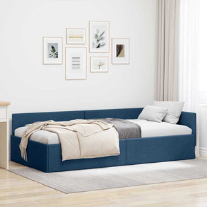 Blaues Eckbettgestell mit Kopfteil 80x200 cm
