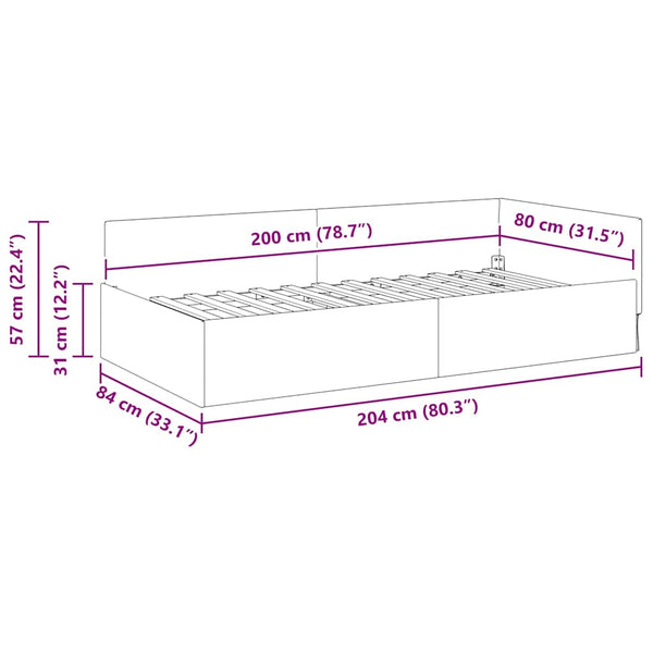 Blaues Eckbettgestell mit Kopfteil 80x200 cm