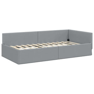 Eckbettgestell Hellgrau Stoff 90x190 cm