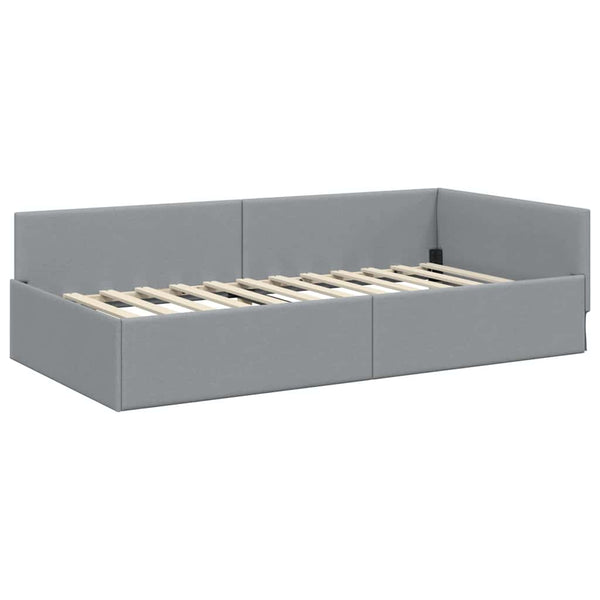 Eckbettgestell Hellgrau Stoff 90x190 cm
