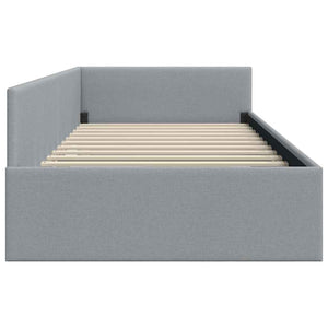 Eckbettgestell Hellgrau Stoff 90x190 cm