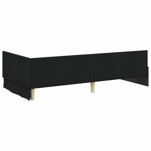 Schwarzes Eckbettgestell mit Kopfteil 90x190 cm