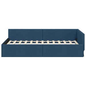 Blaues Eckbettgestell mit Kopfteil 90x190 cm