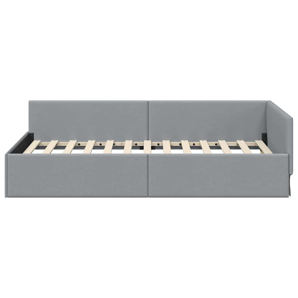 Eckbettgestell Hellgrau Stoff 90x200 cm