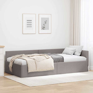 Eckbettgestell Taupe 90x200 cm Stoffbezug