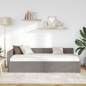 Eckbettgestell Taupe 90x200 cm Stoffbezug