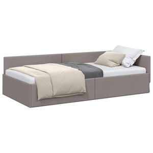 Eckbettgestell Taupe 90x200 cm Stoffbezug
