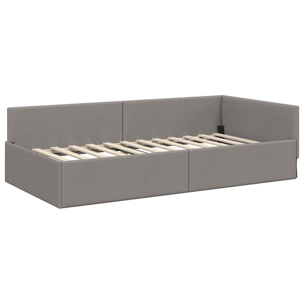 Eckbettgestell Taupe 90x200 cm Stoffbezug