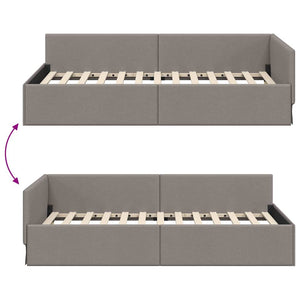Eckbettgestell Taupe 90x200 cm Stoffbezug