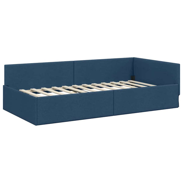 Eckbettgestell Blau 90x200 cm Stoff