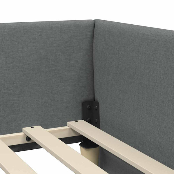 Eckbettgestell Stoff Dunkelgrau 100x200 cm