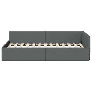Eckbettgestell Stoff Dunkelgrau 100x200 cm