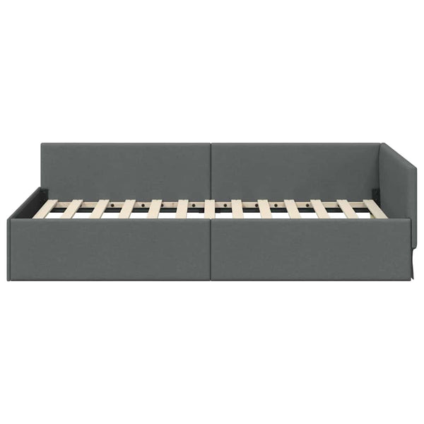 Eckbettgestell Stoff Dunkelgrau 100x200 cm