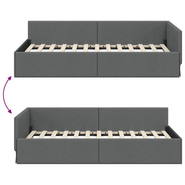 Eckbettgestell Stoff Dunkelgrau 100x200 cm
