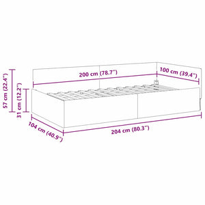 Eckbettgestell Stoff Dunkelgrau 100x200 cm