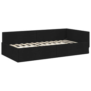 Schwarzes Eckbettgestell mit Kopfteil 100x200 cm