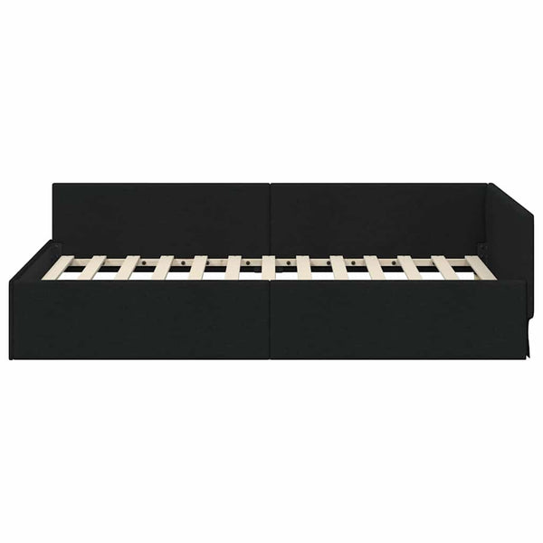 Schwarzes Eckbettgestell mit Kopfteil 100x200 cm