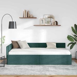 Eckbettgestell Dunkelgrün Stoff 100x200 cm
