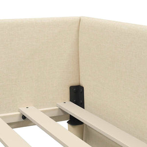Eckbettgestell Creme Stoff 100x200 cm mit Kopfteil