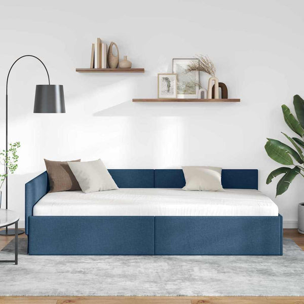 Blaues Eckbettgestell mit Kopfteil 100x200 cm