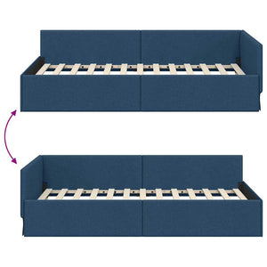 Blaues Eckbettgestell mit Kopfteil 100x200 cm