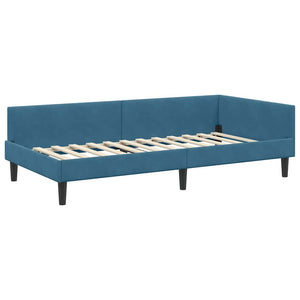 Eckbettgestell Blau Samt 80x200 cm