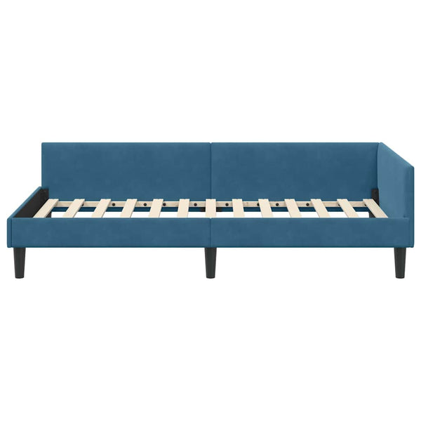 Eckbettgestell Blau Samt 80x200 cm