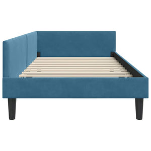 Eckbettgestell Blau Samt 80x200 cm