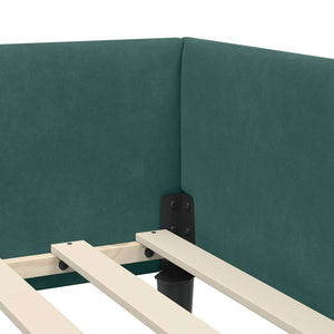 Eckbett mit Kopfteil Dunkelgrün 80x200cm Samt