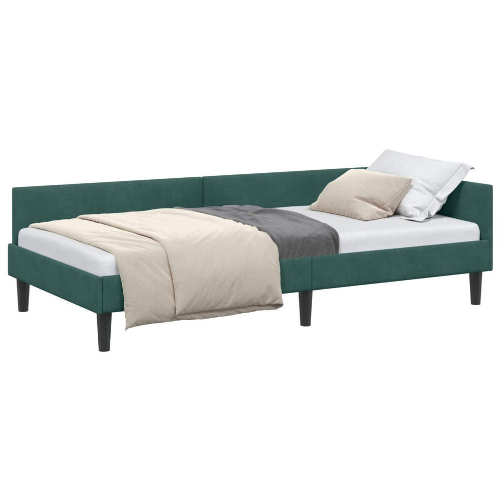 Eckbett mit Kopfteil Dunkelgrün 80x200cm Samt