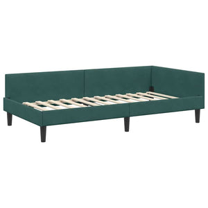 Eckbett mit Kopfteil Dunkelgrün 80x200cm Samt