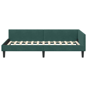 Eckbett mit Kopfteil Dunkelgrün 80x200cm Samt