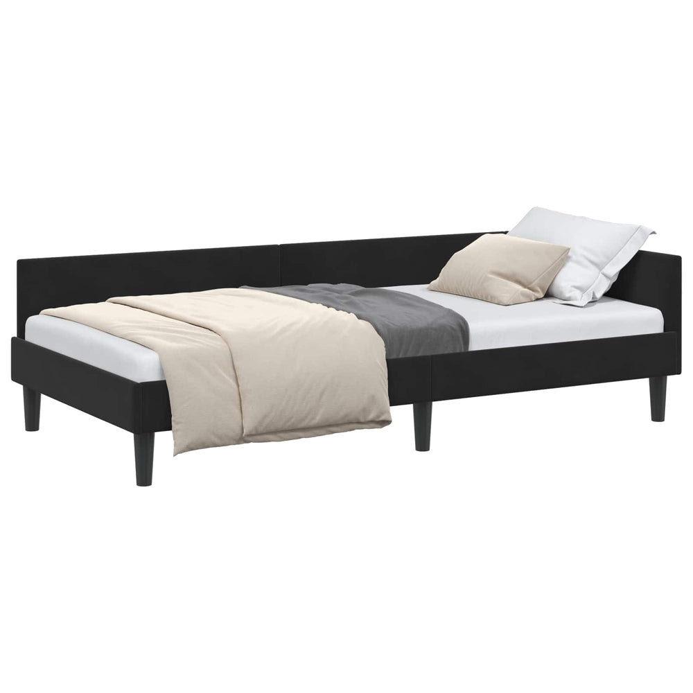Eckbettgestell Schwarz Samt 80x200 cm