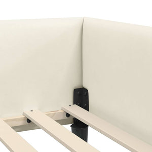 Eckbettgestell Creme Samt 80x200 cm