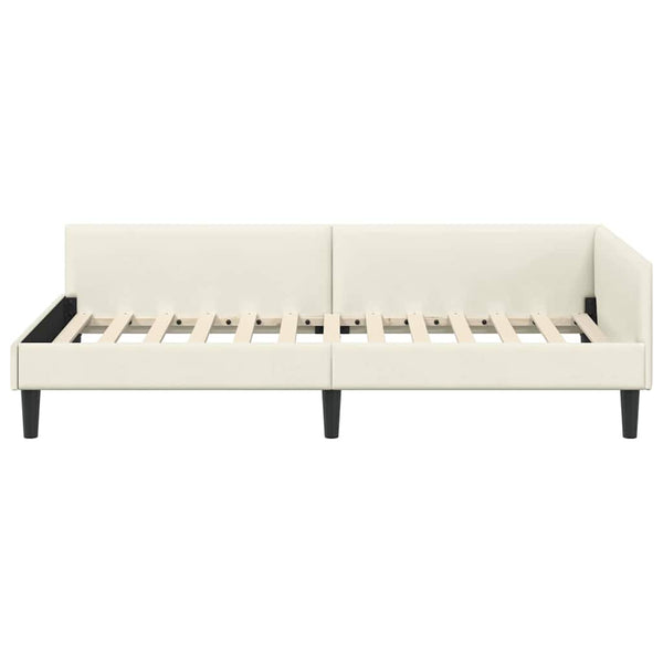 Eckbettgestell Creme Samt 80x200 cm