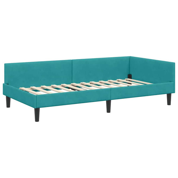 Eckbettgestell Türkis Samt 80x200 cm