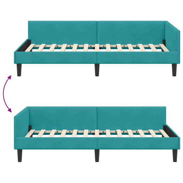 Eckbettgestell Türkis Samt 80x200 cm