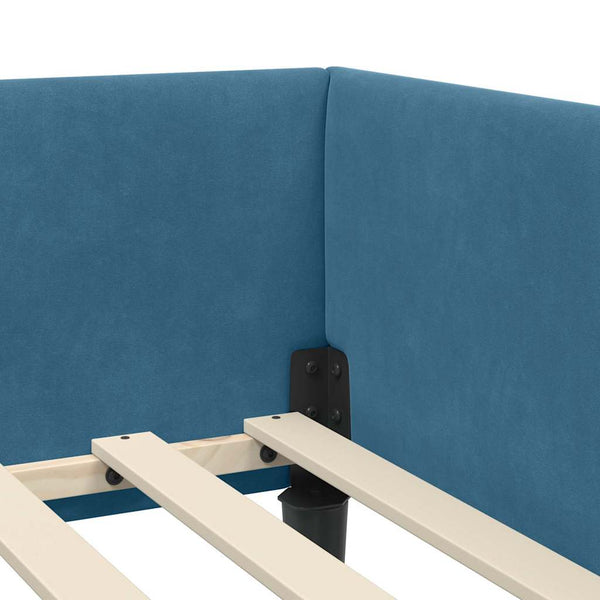 Eckbettgestell Blau Samt 90x190 cm