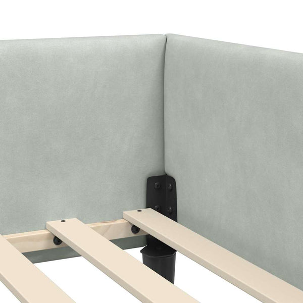 Eckbettgestell Hellgrau Samt 90x190 cm