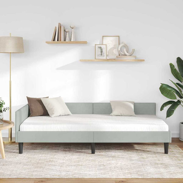 Eckbettgestell Hellgrau Samt 90x190 cm