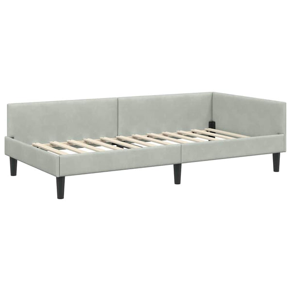 Eckbettgestell Hellgrau Samt 90x190 cm