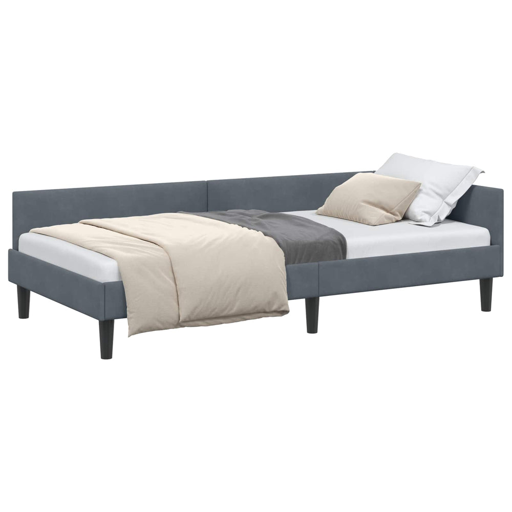 Eckbettgestell Dunkelgrau Samt 90x190 cm