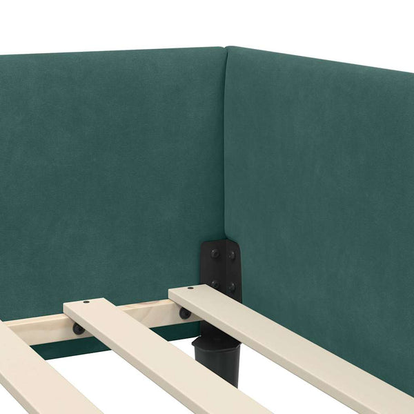 Eckbettgestell Dunkelgrün Samt 90x190 cm
