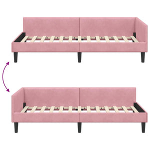 Eckbettgestell Rosa Samt 90x190 cm