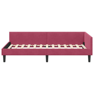 Eckbettgestell Weinrot Samt 90x190 cm