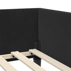 Eckbettgestell Schwarz Samt 90x190 cm